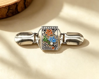 Vintage colored flower knitted decorative buckle country style sweater clip women's knitted accessory gift