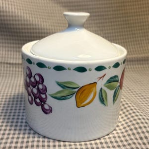Vintage Farberware Orchard 3060 Sugar Bowl with Lid 1990s Fruit Pattern Replacement Cottage Kitchen Decor