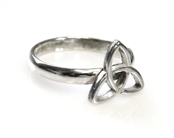 Sterling silver Celtic knot ring. The trefoil symbolizes everlasting love in Celtic lore.  Created in Cornwall, UK.