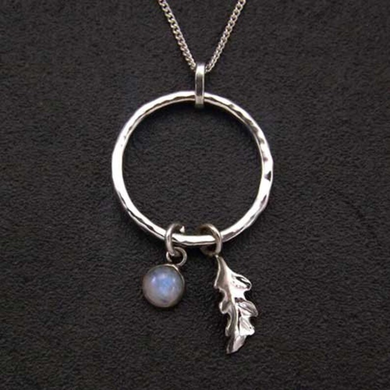 Sterling Silver Moonstone Oak Leaf Pendant Custom Made Uk - Custom Made Sterling Silver Pendants Sterling Silver Moonstone Oak Leaf Pendant Custom Made Uk - Custom Made Sterling Silver Pendants