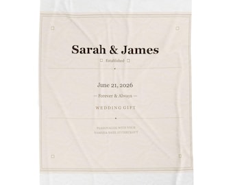 Manta de terciopelo personalizada / Regalo de boda personalizado / Regalo de compromiso / Manta de aniversario