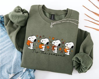 Cartoon Fall Shirt or Sweatshirt, Cozy Autumn Dog Graphic Tee, Football Pumpkin Coffee Leaves Sweatshirt, Fall Season Gift