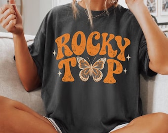 Rocky Top Butterfly Shirt, Tennessee Football Shirt, Retro Game Day Tee, Vintage Tennessee Shirt, Orange Football T-Shirt