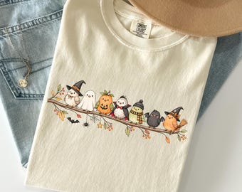 Halloween Bird Shirt, Birds on a Branch Tee, Cute Spooky Costume Birds, Bird Lover Gift, Comfort Colors® Fall Nature Lover Shirt