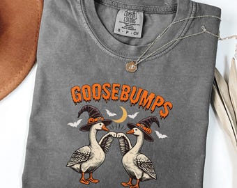Goose Bumps Halloween T-Shirt, Funny Halloween Shirt, Fall Sweatshirt, Autumn Sweater, Silly Goose Tee, Comfort Colors T-Shirt