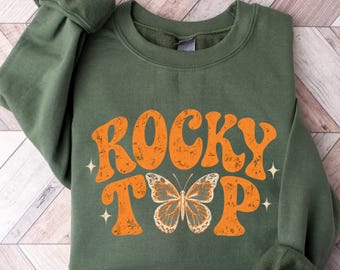 Rocky Top Butterfly Sweatshirt, Tennessee Football Sweatshirt, Retro Game Day Tee, Vintage Tennessee Shirt, Orange Football Sweatshirt