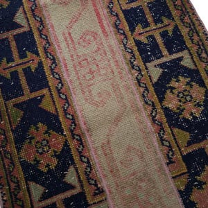 Vintage Turkish Wool Rug 2x9, Hand Knotted Patchwork Runner Rug