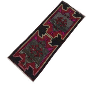 Vintage Oushak Rug 1x3, Hand Knotted Turkish  Carpet