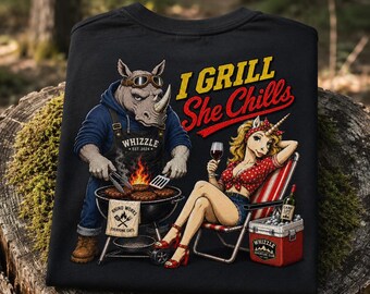 Funny Camping BBQ T-Shirt: I Grill She Chills Motorhome Gift
