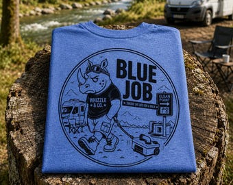 Funny Motorhome T-Shirt: Blue Job Elsan Point Tee