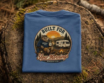Funny Camping T-Shirt: Slow Mornings Caravan Tee