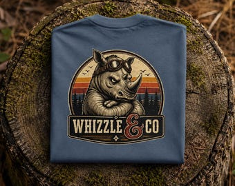 Camping Logo T-Shirt: WHIZZLE & CO Retro Rhino Tee