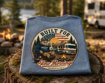 Funny Camping T-Shirt: Slow Mornings Campfire Tee