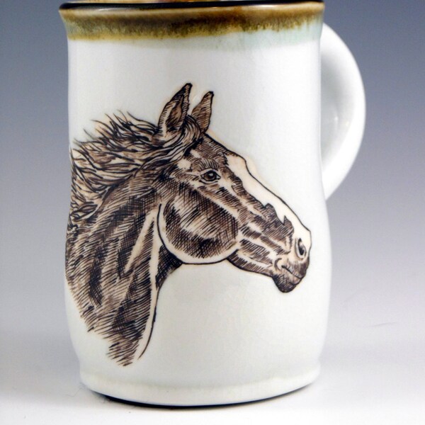 Handpainted Horse Mug/Cup, Handmade Porcelain