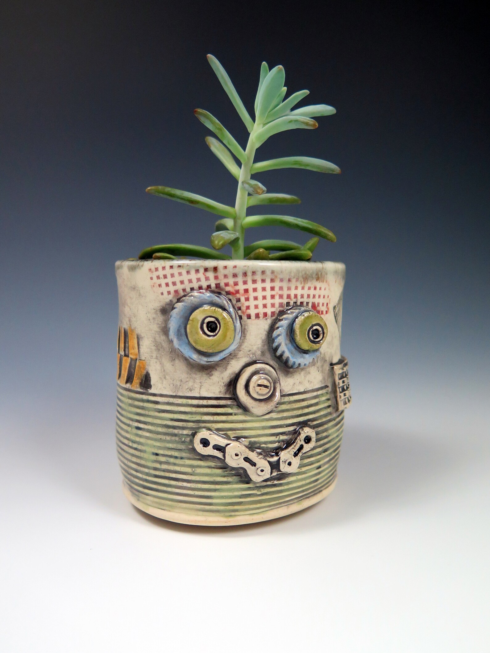 Crusty Robot Planter Handmade Clay Robot Sculpture Unique Etsy