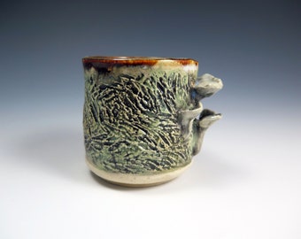 Earthy Organic Ceramic Teabowl, 4oz, Handbuilt Textured Ceramic Cup, Unique Handmade Teabowl, Nature Inspired Pottery, Tea Lover Cup,