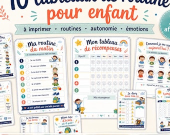 10 Tableaux de Routine pour Enfant à Imprimer, Matin Soir Récompenses Responsabilités Propreté, Maternelle PDF