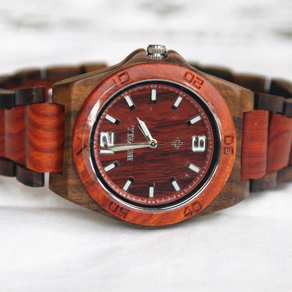 Wood Watch For Women or Men Red Sandal Wooden Watch Wrist Bracelet Quartz Vintage Watch With Round Dial Gift(W01046)