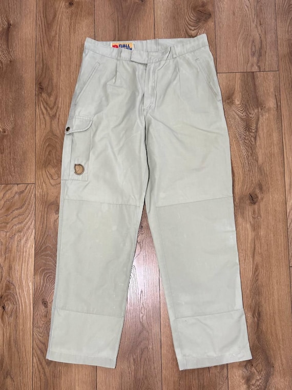 Fjallraven, Spodnie Cargo Vintage Fjällräven Beżowe M, Markowe Trekkingowe Spodnie Outdoor Gorpcore Retro, Stan Bardzo Dobry Fjallraven