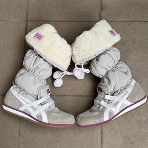 Botas Onitsuka Tiger Snow Heaven vintage, color gris y morado, estilo Y2K, con forro de piel, estilo Gorpcore, hasta la pantorrilla, estilo Asics Cyber Aesthetic, raras, de los años 2000, talla 39.5.