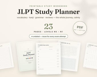 Planificador de estudio para el JLPT imprimible, cuaderno de trabajo para aprender japonés (descarga en PDF)