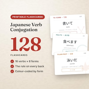 Japanese Verb Conjugation Flashcards – Eight Forms (PDF Download)