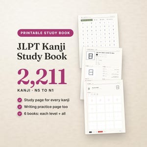 JLPT Kanji Study Book – 2,211 Characters, Stroke Order, Mnemonics (Digital Download)