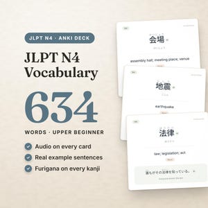 JLPT N4 日本語語彙 Ankiデッキ フラッシュカード（デジタルダウンロード）