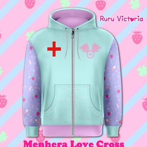 Unisex Menhera Love Cross Harajuku Sweatshirt Hoodie | Plus size