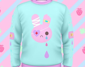 Pastel Bunny Cry Sweater | Kawaii Sweater | Cute Sweater | Harajuku Sweater