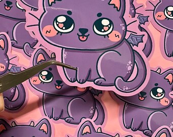 Kawaii Devil Cat Vinyl Sticker | Cute sticker