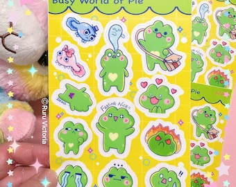 Cute Frog Sticker Sheet | Vinyl Sticker | Kawaii stickers | Cute Stickers