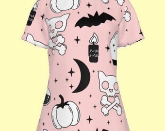 Pink Gothic Round Neck T-shirt | Kawaii TShirt | Harajuku Pastel