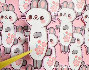 Kawaii Bunny Sticker: Sakura Flower Waterproof Vinyl Decal