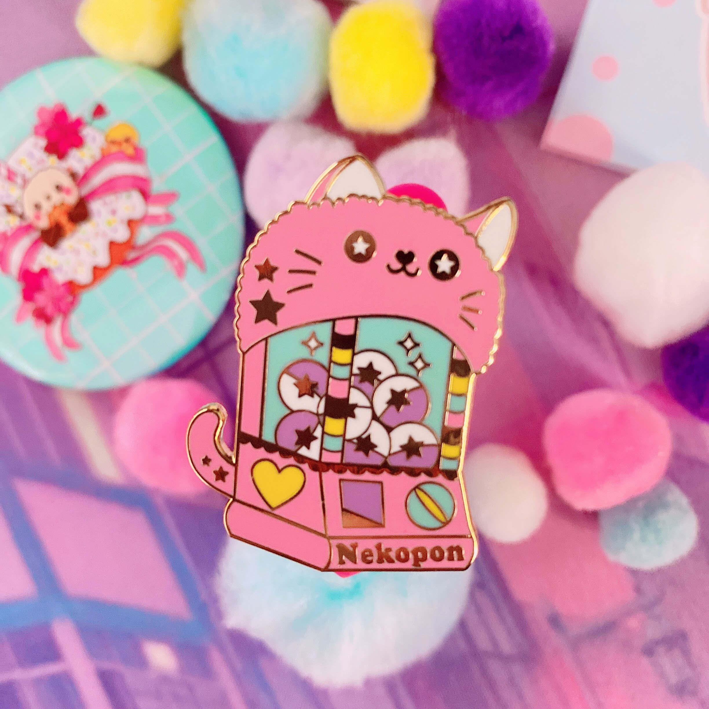 Nekopon Kawaii Enamel Pin Kawaii Cat Kitty Enamel Pin Badges Etsy