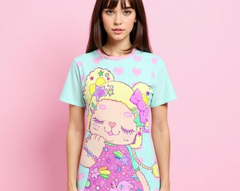 Decora Ruru Bear Pastel Cotton T-Shirt | Harajuku Style | Kawaii T-shirt