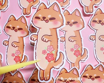 Shiba Flower Vinyl Sticker | Kawaii stickers | Cute Stickers | shiba inu sticker