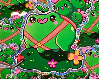 Cute Frog Glitter Sticker | 3" Waterproof Kawaii Sticker