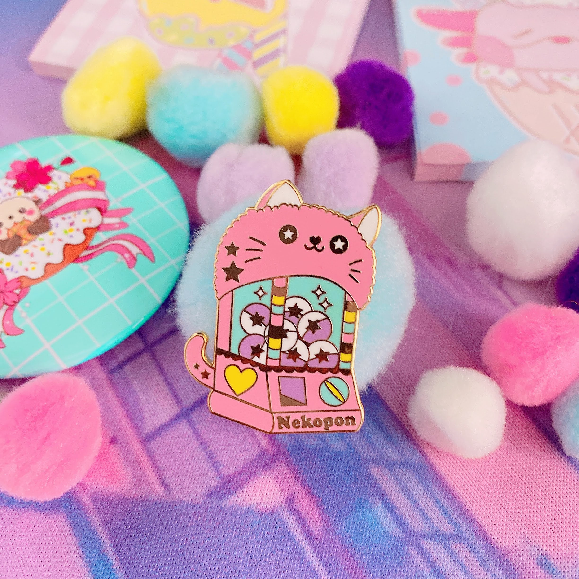 Nekopon Kawaii Enamel Pin Kawaii Cat Kitty Enamel Pin Badges Etsy
