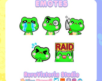 Cute Frog Chat Emote Pack for Twitch Discord (PNG, Instant Download)