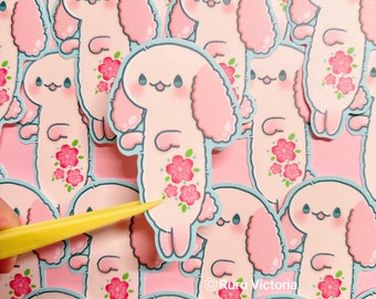 Sakura Flower Loopy Bunny Vinyl Sticker: Kawaii Rabbit