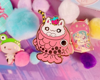 Boba Taiyaki Kawaii Enamel Pin