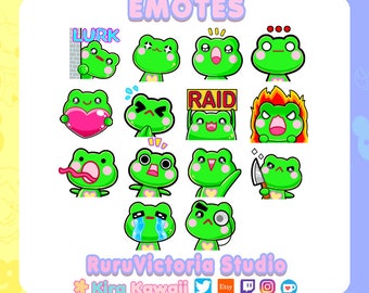 Pack de emoticonos de Twitch de rana adorable para streaming en Discord (descarga digital)