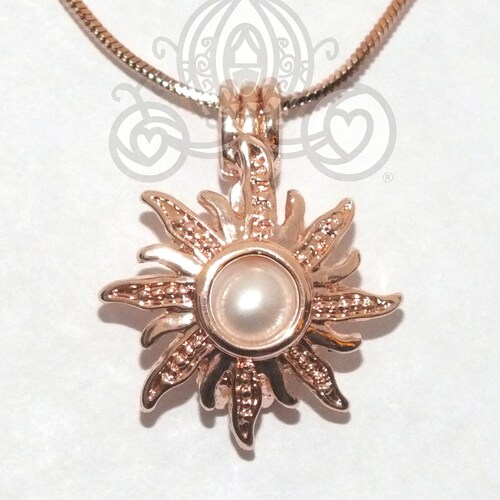 Rapunzel Pearl Cage Rose Gold Tangled Sun Charm Holds Pearl Bead Gem
