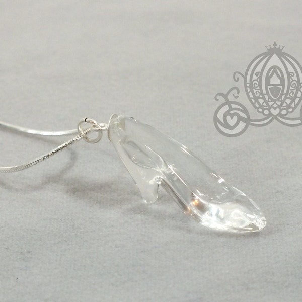 Cinderella Glass Slipper Necklace, Cinderella Shoe Pendant, Slipper Charm, Princess Pendant, Fairy Tale, Snake Chain, Cinderella Jewelry