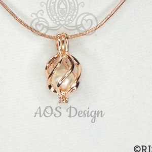 Basket Rose Gold Plated Pearl Cage Pendant For Loose Pearls