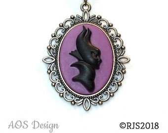 Maleficent Cameo Necklace Costume Jewelry for Halloween Costume or Gift