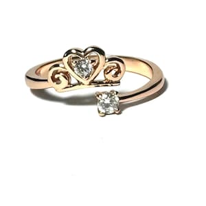 Rose Gold Cinderella Inspired Adjustable Ring - Rose Gold Princess Crown Jewelry