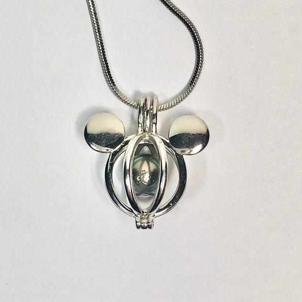 Mickey Mouse Pendant Pearl Cage Sterling Silver Pick A Pearl or Wish Pearl Epcot