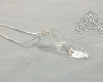 Cinderella Glass Slipper Charm Necklace, Pendant With Sterling Silver Components